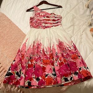 One Shoulder Floral Dress